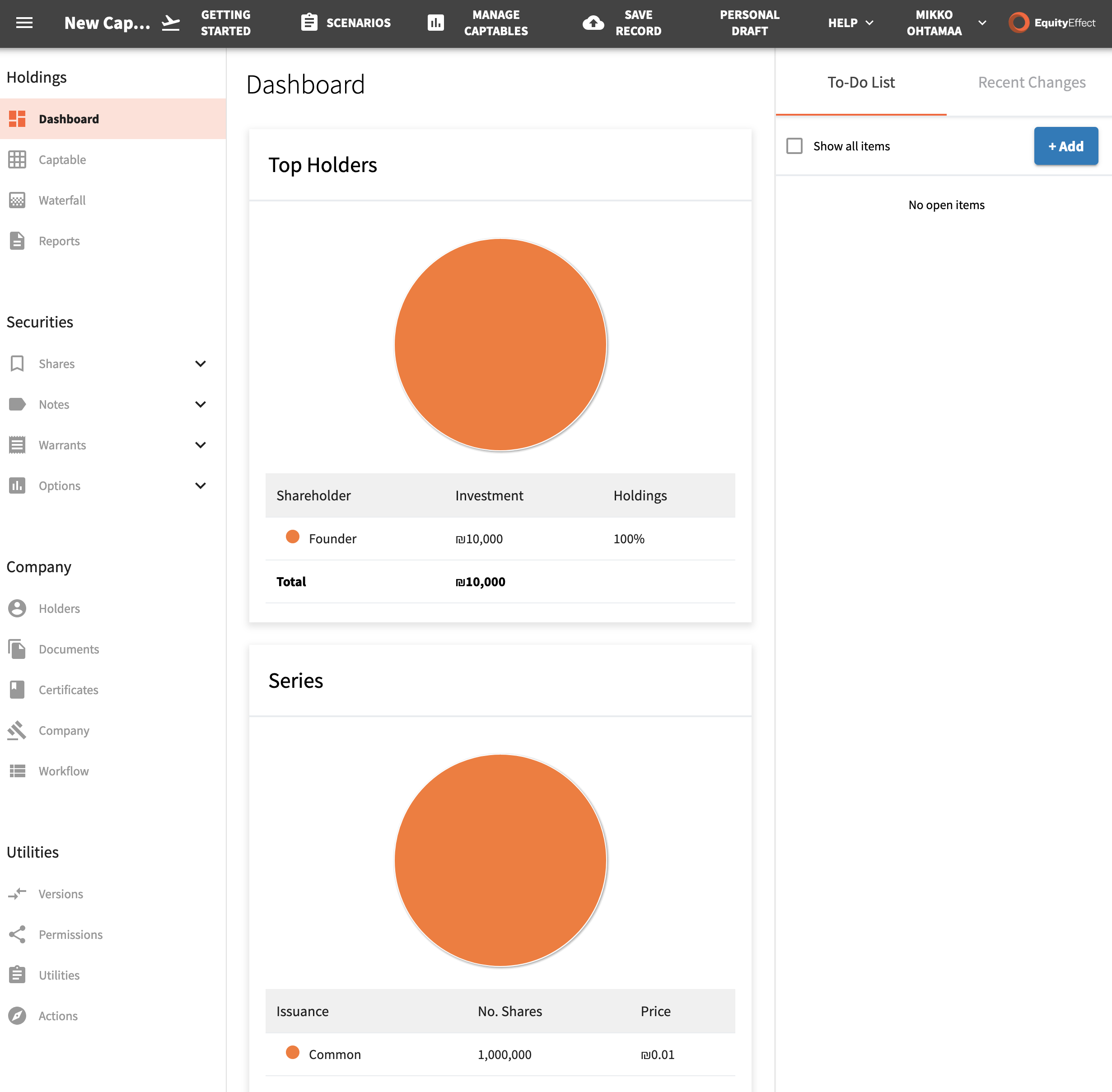 EquityEffect dashboard